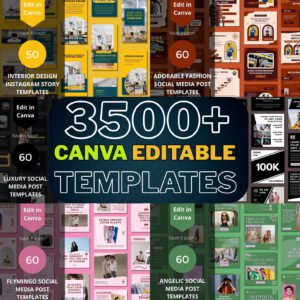3500+ Fully Editable Canva Social Media Templates Mega Bundle