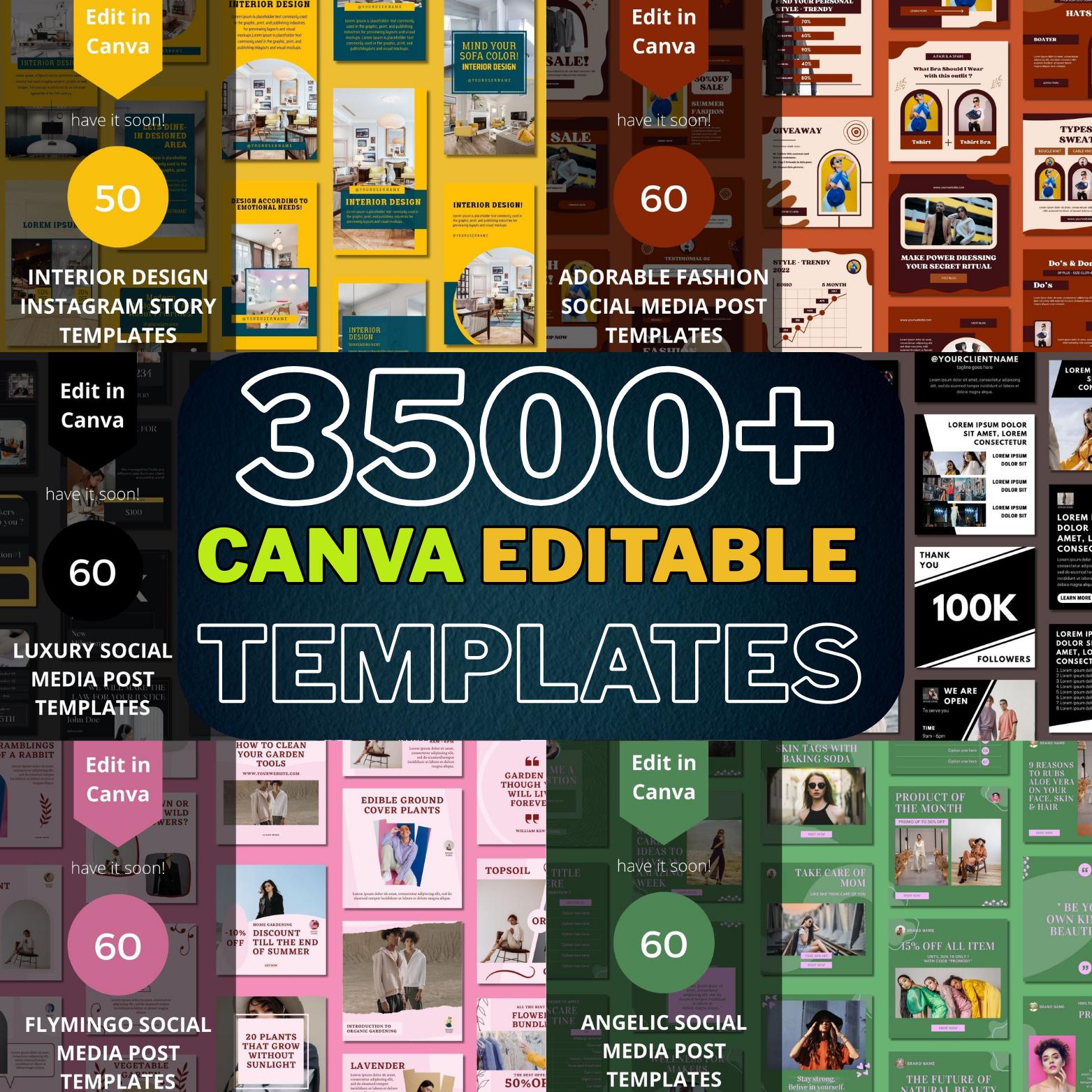 3500+ Fully Editable Canva Social Media Templates Mega Bundle